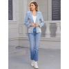 imageIDOPIP Denim Blazer Jacket for Women Long Sleeve Button Down Casual Work Office Jeans Blazer Open Front Cardigan Blazer CoatBlue