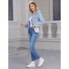 imageIDOPIP Denim Blazer Jacket for Women Long Sleeve Button Down Casual Work Office Jeans Blazer Open Front Cardigan Blazer CoatBlue