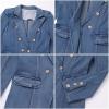 imageIDOPIP Denim Blazer Jacket for Women Long Sleeve Button Down Casual Work Office Jeans Blazer Open Front Cardigan Blazer CoatDark Blue