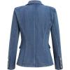 imageIDOPIP Denim Blazer Jacket for Women Long Sleeve Button Down Casual Work Office Jeans Blazer Open Front Cardigan Blazer CoatDark Blue