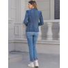 imageIDOPIP Denim Blazer Jacket for Women Long Sleeve Button Down Casual Work Office Jeans Blazer Open Front Cardigan Blazer CoatDark Blue