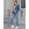 imageIDOPIP Denim Blazer Jacket for Women Long Sleeve Button Down Casual Work Office Jeans Blazer Open Front Cardigan Blazer CoatDark Blue