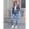 imageIDOPIP Denim Blazer Jacket for Women Long Sleeve Button Down Casual Work Office Jeans Blazer Open Front Cardigan Blazer CoatDark Blue