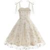 imageIDOPIP Embroidery Flower Girl Lace Dess for Kids Party Wedding Bridesmaid Tulle Dresses Princess Pageant Birthday Floral GownApricot
