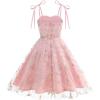 imageIDOPIP Embroidery Flower Girl Lace Dess for Kids Party Wedding Bridesmaid Tulle Dresses Princess Pageant Birthday Floral GownPink