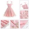 imageIDOPIP Embroidery Flower Girl Lace Dess for Kids Party Wedding Bridesmaid Tulle Dresses Princess Pageant Birthday Floral GownPink