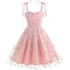 imageIDOPIP Embroidery Flower Girl Lace Dess for Kids Party Wedding Bridesmaid Tulle Dresses Princess Pageant Birthday Floral GownPink