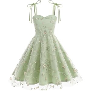 imageIDOPIP Embroidery Flower Girl Lace Dess for Kids Party Wedding Bridesmaid Tulle Dresses Princess Pageant Birthday Floral GownGreen