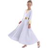 imageGirls Bell Long Sleeve Praise Dance Dress Metallic Belt Liturgical Lyrical Church Dancewear Worship Costume for Kids
