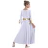 imageGirls Bell Long Sleeve Praise Dance Dress Metallic Belt Liturgical Lyrical Church Dancewear Worship Costume for Kids