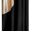 imageGirls Kids Metallic Gold Long Sleeve Praise Dance Dress Shiny Bi Color Block Liturgical Lyrical Loose Fit Full Length Robe Gown Worship Ruffle Tunic Circle Skirt Church Ballet Dancewear Black 1314Y
