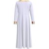 imageGirls Metallic Gold Vneck Long Sleeve Praise Dance Dress Bi Color Block Liturgical Lyrical Loose Fit Full Length Swing Gown Worship Ruffle Tunic Circle Skirt Church Ballet Dancewear White 78Y