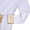 imageGirls Metallic Gold Vneck Long Sleeve Praise Dance Dress Bi Color Block Liturgical Lyrical Loose Fit Full Length Swing Gown Worship Ruffle Tunic Circle Skirt Church Ballet Dancewear White 78Y