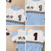 imageIDOPIP Baby Boys 1st 2nd Birthday Outfit Race Car Driver Romper Girls Boy Racer Jumpsuit Racing Suit Toddler Dress up CostumeBlue