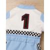 imageIDOPIP Baby Boys 1st 2nd Birthday Outfit Race Car Driver Romper Girls Boy Racer Jumpsuit Racing Suit Toddler Dress up CostumeBlue