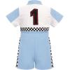 imageIDOPIP Baby Boys 1st 2nd Birthday Outfit Race Car Driver Romper Girls Boy Racer Jumpsuit Racing Suit Toddler Dress up CostumeBlue