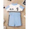 imageIDOPIP Baby Boys 1st 2nd Birthday Outfit Race Car Driver Romper Girls Boy Racer Jumpsuit Racing Suit Toddler Dress up CostumeBlue
