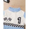 imageIDOPIP Baby Boys 1st 2nd Birthday Outfit Race Car Driver Romper Girls Boy Racer Jumpsuit Racing Suit Toddler Dress up CostumeBlue