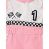 imageIDOPIP Baby Boys 1st 2nd Birthday Outfit Race Car Driver Romper Girls Boy Racer Jumpsuit Racing Suit Toddler Dress up CostumePink