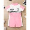 imageIDOPIP Baby Boys 1st 2nd Birthday Outfit Race Car Driver Romper Girls Boy Racer Jumpsuit Racing Suit Toddler Dress up CostumePink 2nd