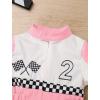 imageIDOPIP Baby Boys 1st 2nd Birthday Outfit Race Car Driver Romper Girls Boy Racer Jumpsuit Racing Suit Toddler Dress up CostumePink 2nd