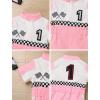 imageIDOPIP Baby Boys 1st 2nd Birthday Outfit Race Car Driver Romper Girls Boy Racer Jumpsuit Racing Suit Toddler Dress up CostumePink