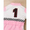 imageIDOPIP Baby Boys 1st 2nd Birthday Outfit Race Car Driver Romper Girls Boy Racer Jumpsuit Racing Suit Toddler Dress up CostumePink