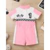 imageIDOPIP Baby Boys 1st 2nd Birthday Outfit Race Car Driver Romper Girls Boy Racer Jumpsuit Racing Suit Toddler Dress up CostumePink