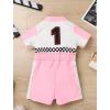 imageIDOPIP Baby Boys 1st 2nd Birthday Outfit Race Car Driver Romper Girls Boy Racer Jumpsuit Racing Suit Toddler Dress up CostumePink