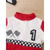 imageIDOPIP Baby Boys 1st 2nd Birthday Outfit Race Car Driver Romper Girls Boy Racer Jumpsuit Racing Suit Toddler Dress up CostumeRed