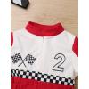 imageIDOPIP Baby Boys 1st 2nd Birthday Outfit Race Car Driver Romper Girls Boy Racer Jumpsuit Racing Suit Toddler Dress up CostumeRed 2nd