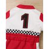 imageIDOPIP Baby Boys 1st 2nd Birthday Outfit Race Car Driver Romper Girls Boy Racer Jumpsuit Racing Suit Toddler Dress up CostumeRed
