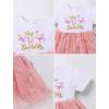imageIDOPIP Baby Girls 1st Birthday Outfit Embroidery Flower Tulle Tutu Princess Pageant Party Dress Headband Set for Cake SmashDusty Pink  Short Sleeve