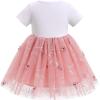 imageIDOPIP Baby Girls 1st Birthday Outfit Embroidery Flower Tulle Tutu Princess Pageant Party Dress Headband Set for Cake SmashDusty Pink  Short Sleeve