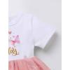imageIDOPIP Baby Girls 1st Birthday Outfit Embroidery Flower Tulle Tutu Princess Pageant Party Dress Headband Set for Cake SmashDusty Pink  Short Sleeve