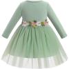 imageIDOPIP Baby Girls 1st Birthday Outfit Embroidery Flower Tulle Tutu Princess Pageant Party Dress Headband Set for Cake SmashGreen