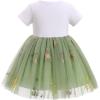 imageIDOPIP Baby Girls 1st Birthday Outfit Embroidery Flower Tulle Tutu Princess Pageant Party Dress Headband Set for Cake SmashGreen Floral  Short Sleeve