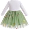 imageIDOPIP Baby Girls 1st Birthday Outfit Embroidery Flower Tulle Tutu Princess Pageant Party Dress Headband Set for Cake SmashGreen Floral