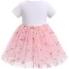 imageIDOPIP Baby Girls 1st Birthday Outfit Embroidery Flower Tulle Tutu Princess Pageant Party Dress Headband Set for Cake SmashPink  Short Sleeve
