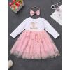 imageIDOPIP Baby Girls 1st Birthday Outfit Embroidery Flower Tulle Tutu Princess Pageant Party Dress Headband Set for Cake SmashPink