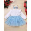 imageIDOPIP Baby Girls Snowflake 1st Birthday Christmas Outfit Winter Velvet Princess Tutu Romper Dress  Headband for Cake SmashBlue