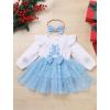 imageIDOPIP Baby Girls Snowflake 1st Birthday Christmas Outfit Winter Velvet Princess Tutu Romper Dress  Headband for Cake SmashBlue