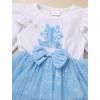 imageIDOPIP Baby Girls Snowflake 1st Birthday Christmas Outfit Winter Velvet Princess Tutu Romper Dress  Headband for Cake SmashBlue