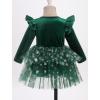 imageIDOPIP Baby Girls Snowflake 1st Birthday Christmas Outfit Winter Velvet Princess Tutu Romper Dress  Headband for Cake SmashGreen
