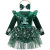 imageIDOPIP Baby Girls Snowflake 1st Birthday Christmas Outfit Winter Velvet Princess Tutu Romper Dress  Headband for Cake SmashGreen