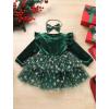 imageIDOPIP Baby Girls Snowflake 1st Birthday Christmas Outfit Winter Velvet Princess Tutu Romper Dress  Headband for Cake SmashGreen