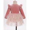 imageIDOPIP Baby Girls Snowflake 1st Birthday Christmas Outfit Winter Velvet Princess Tutu Romper Dress  Headband for Cake SmashPink
