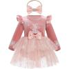 imageIDOPIP Baby Girls Snowflake 1st Birthday Christmas Outfit Winter Velvet Princess Tutu Romper Dress  Headband for Cake SmashPink