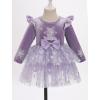 imageIDOPIP Baby Girls Snowflake 1st Birthday Christmas Outfit Winter Velvet Princess Tutu Romper Dress  Headband for Cake SmashPurple