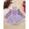 imageIDOPIP Baby Girls Snowflake 1st Birthday Christmas Outfit Winter Velvet Princess Tutu Romper Dress  Headband for Cake SmashPurple